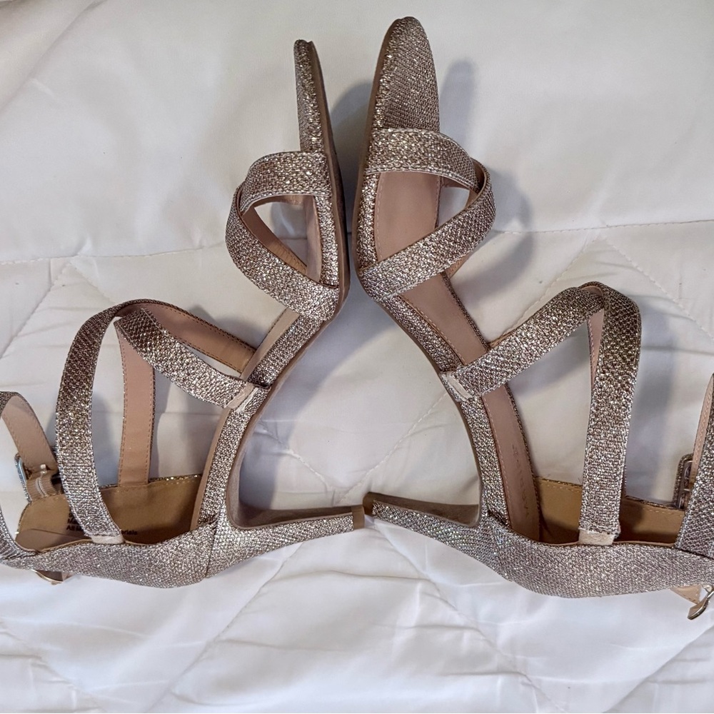Tan Strappy High Heels with Intricate Design